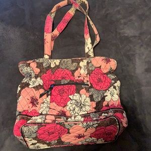 Vera Bradley Womens Handbag Purse Pocketbook Pink and Brown Floral